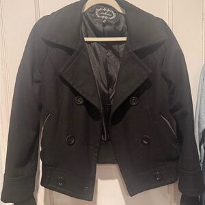 Ambiance Black Double-Breasted Pea Coat